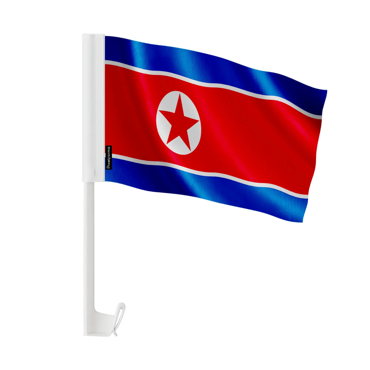 Drapeau voiture corée du nord en polyester fixation fenêtre
