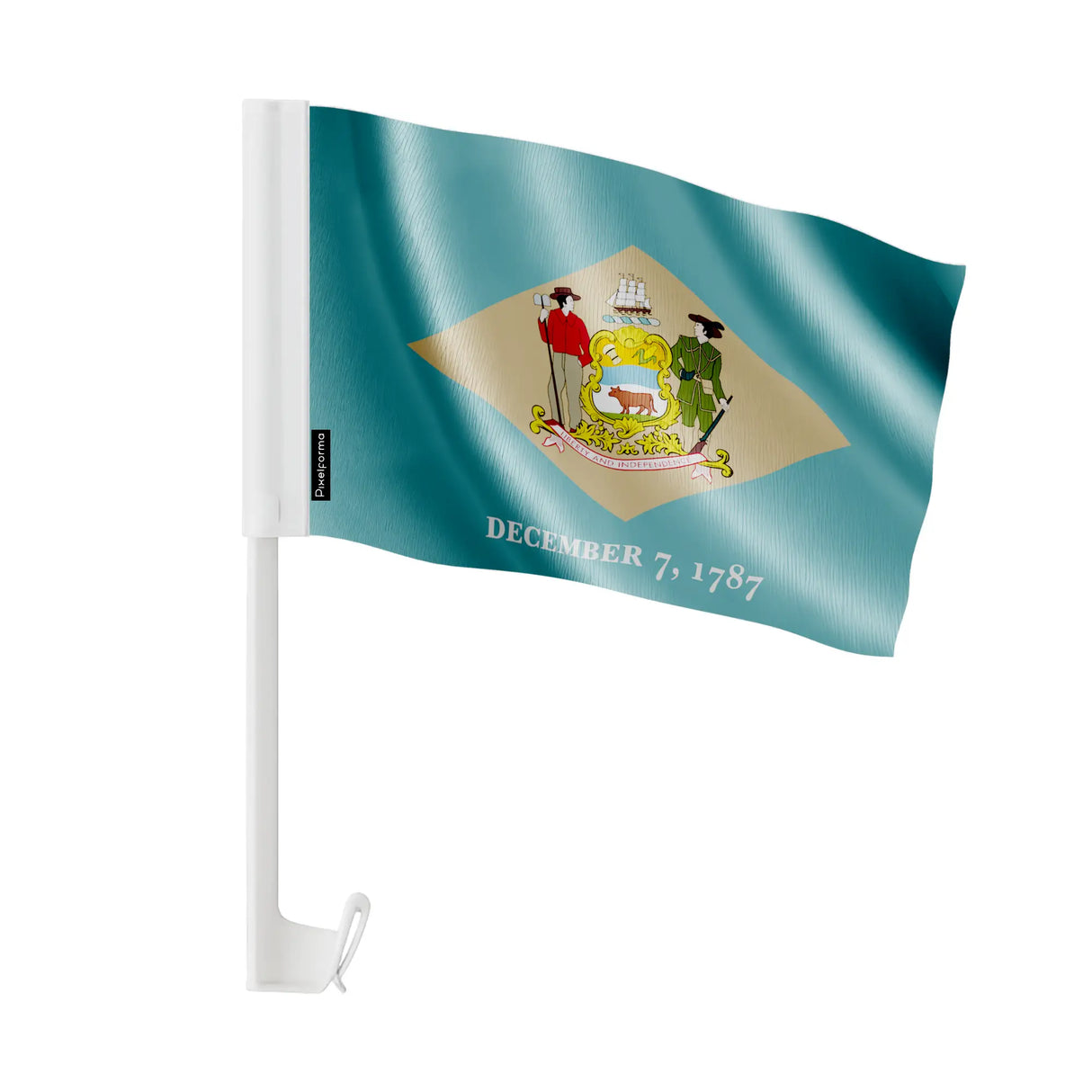 Drapeau voiture delaware polyester fixation vitre latérale