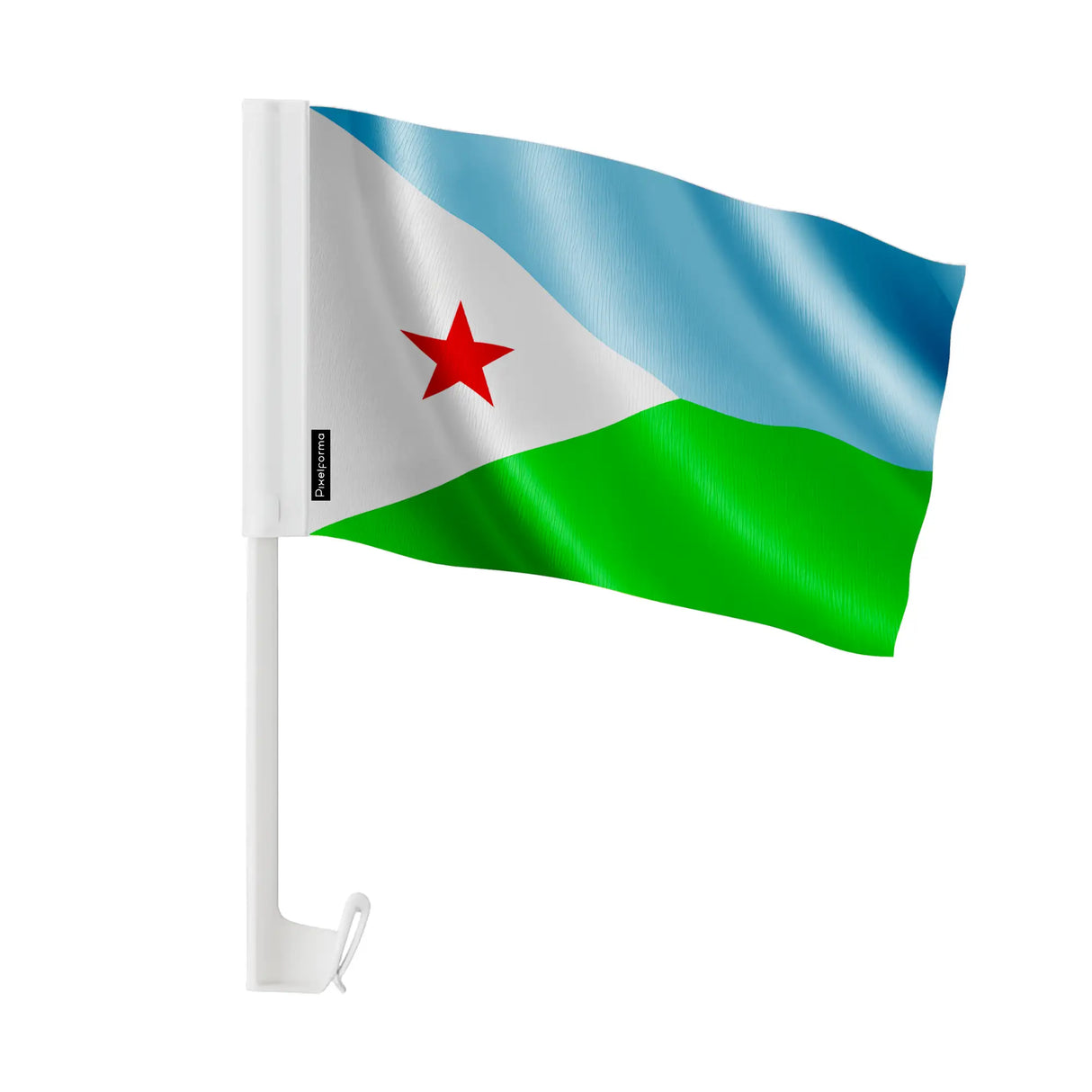 Drapeau voiture djibouti polyester fixation sur fenêtre