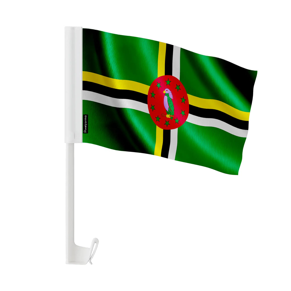 Drapeau voiture dominique en polyester fixation fenêtre