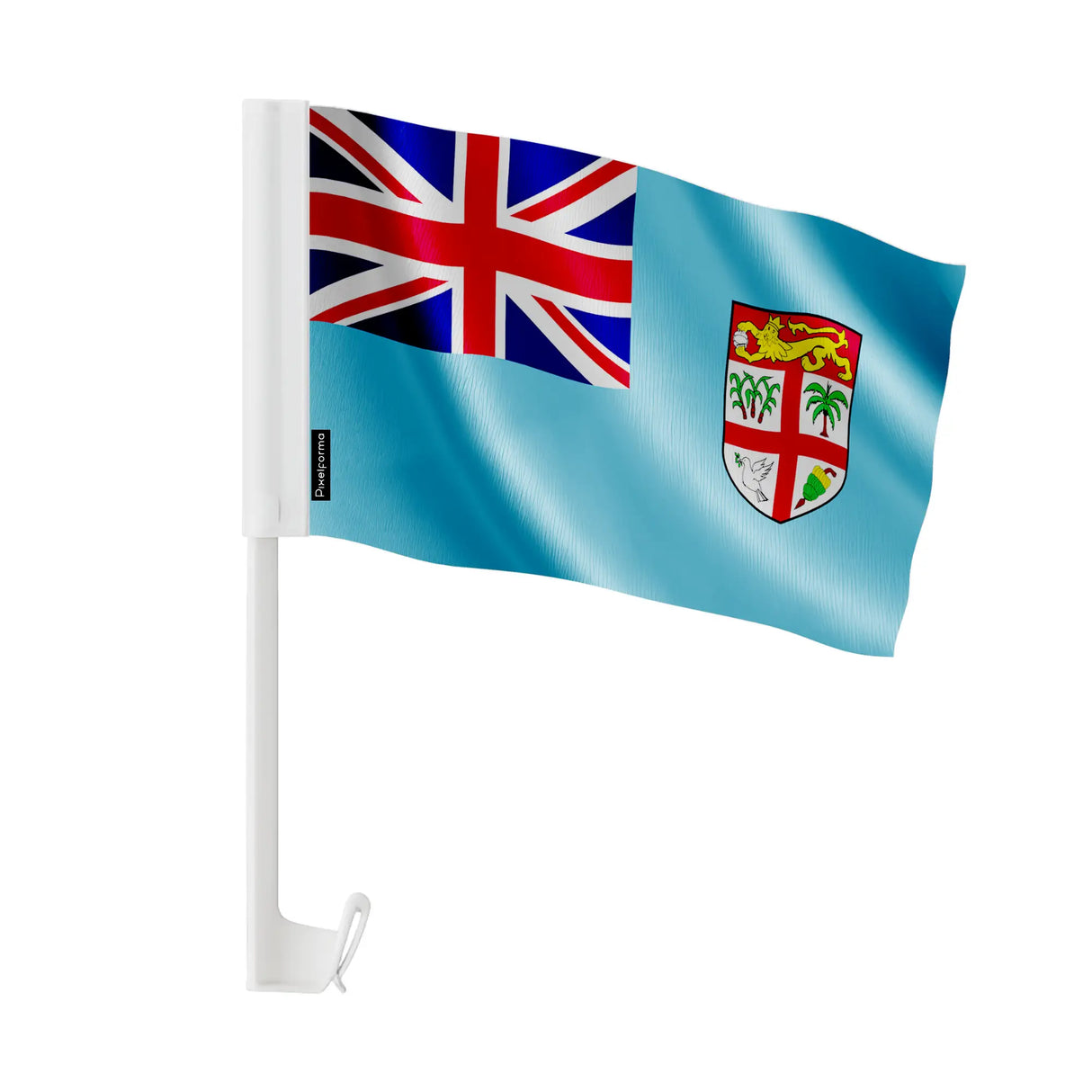 Drapeau voiture fidji en polyester fixation sur fenêtre