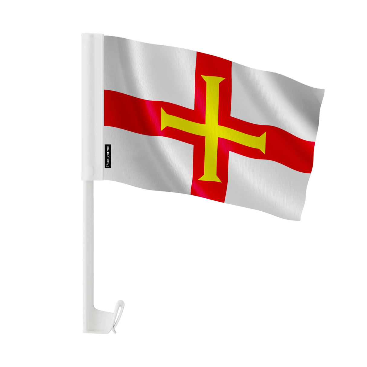 Drapeau voiture guernesey polyester fixation fenêtre