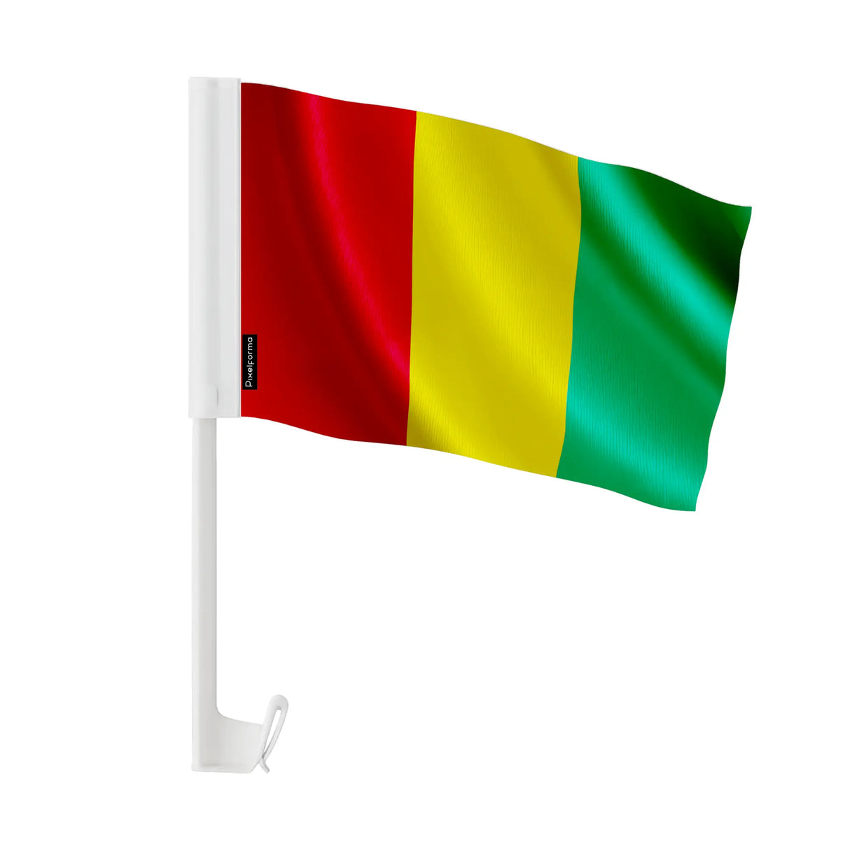 Drapeau voiture guinée en polyester fixation sur fenêtre