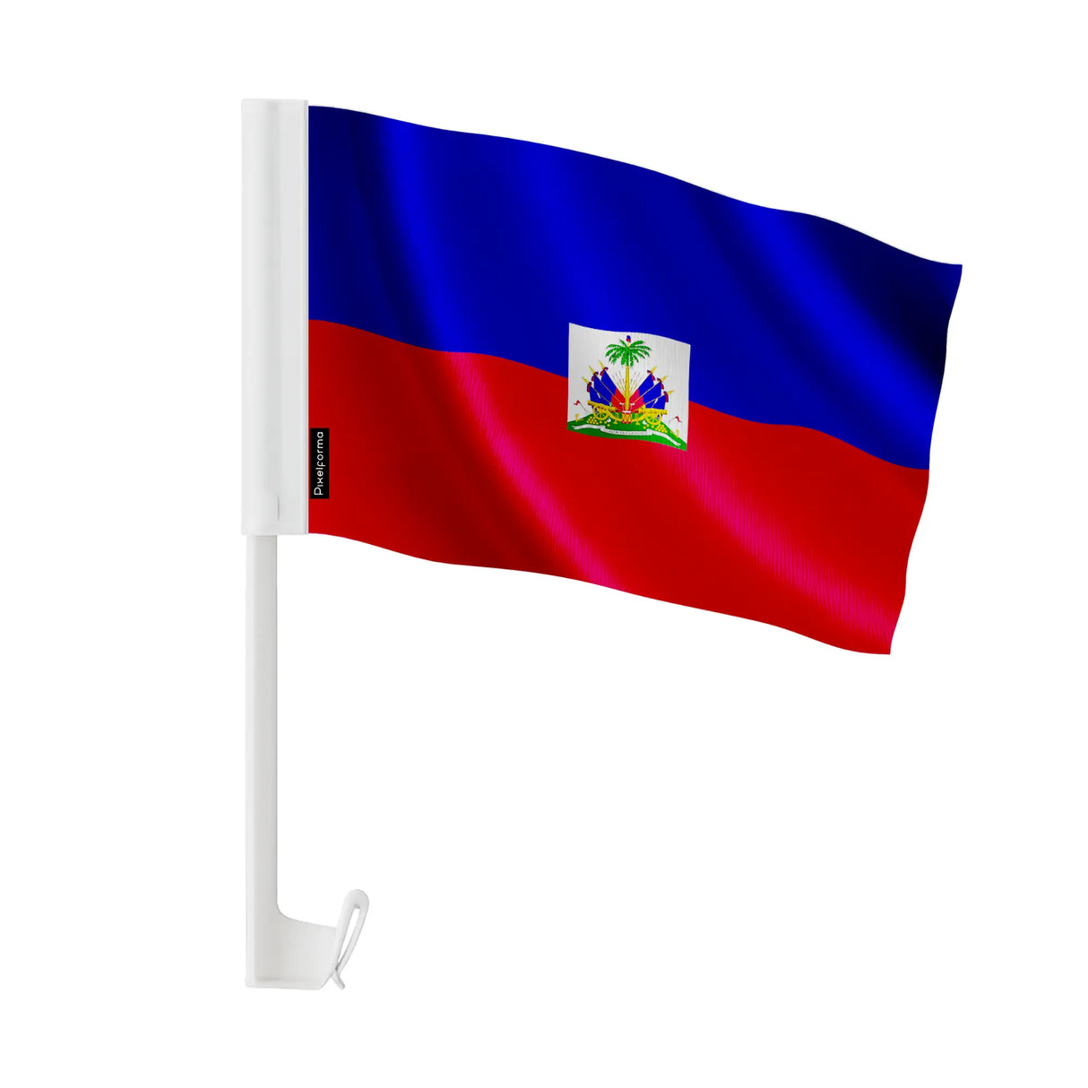 Drapeau voiture haïti en polyester fixation sur fenêtre
