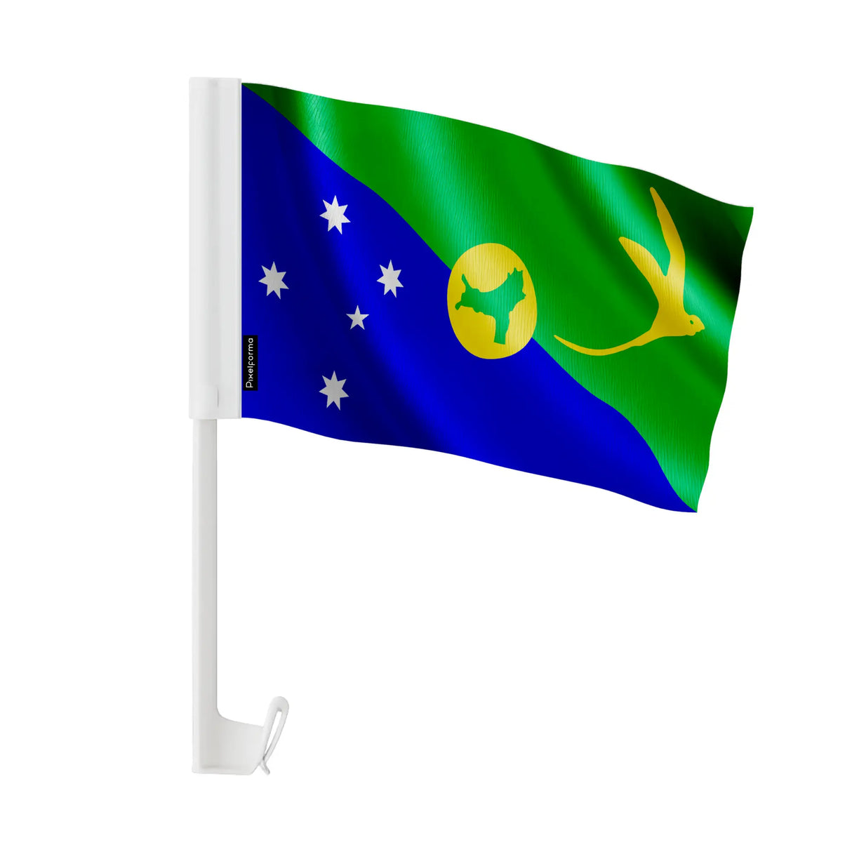 Drapeau voiture île christmas polyester fixation fenêtre