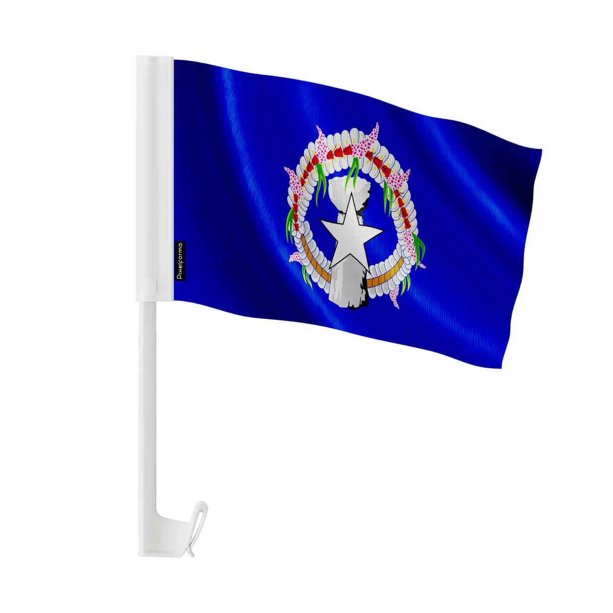 Drapeau voiture îles mariannes polyester fixation fenêtre