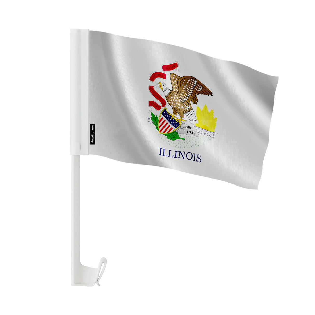 Drapeau voiture illinois polyester fixation sur fenêtre
