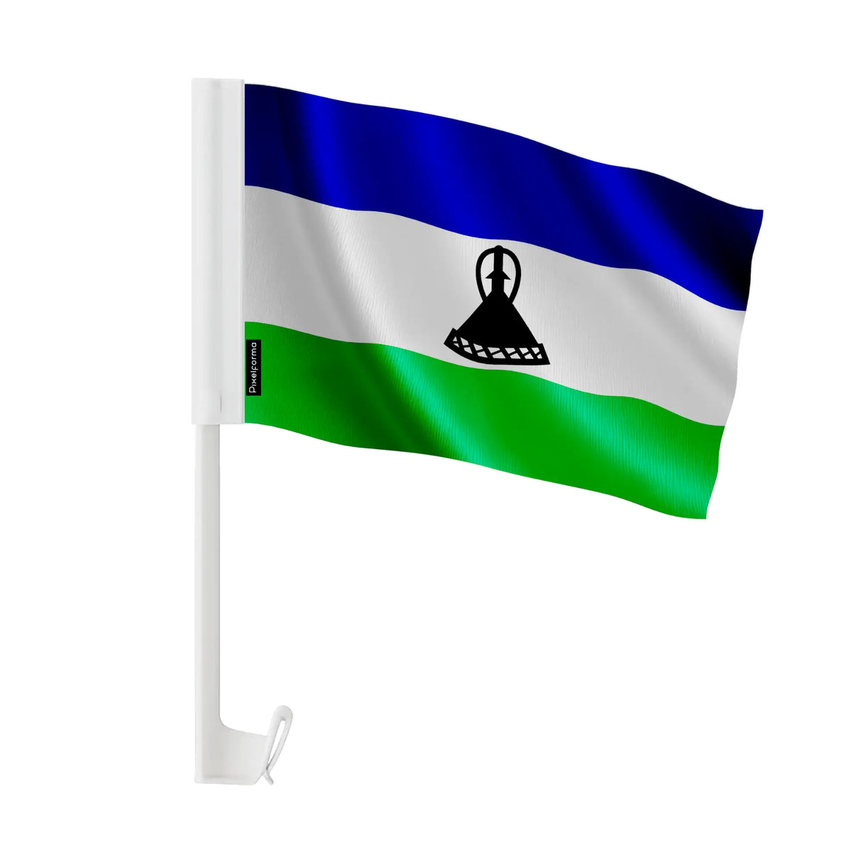Drapeau voiture lesotho polyester fixation sur fenêtre