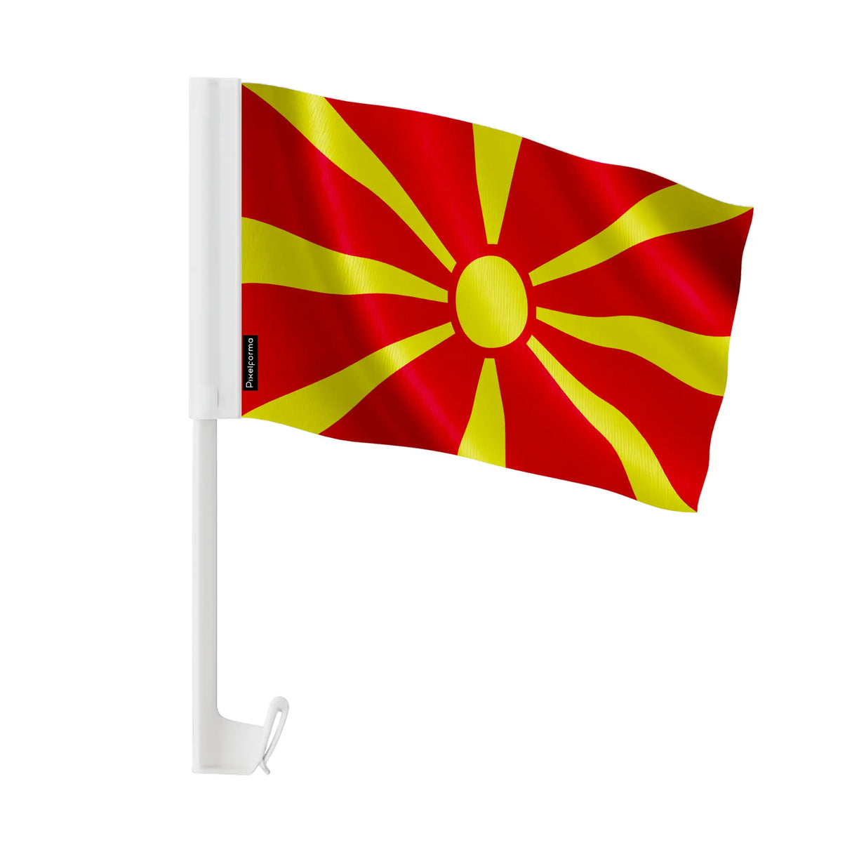 Drapeau voiture macédoine du nord polyester fixation fenêtre