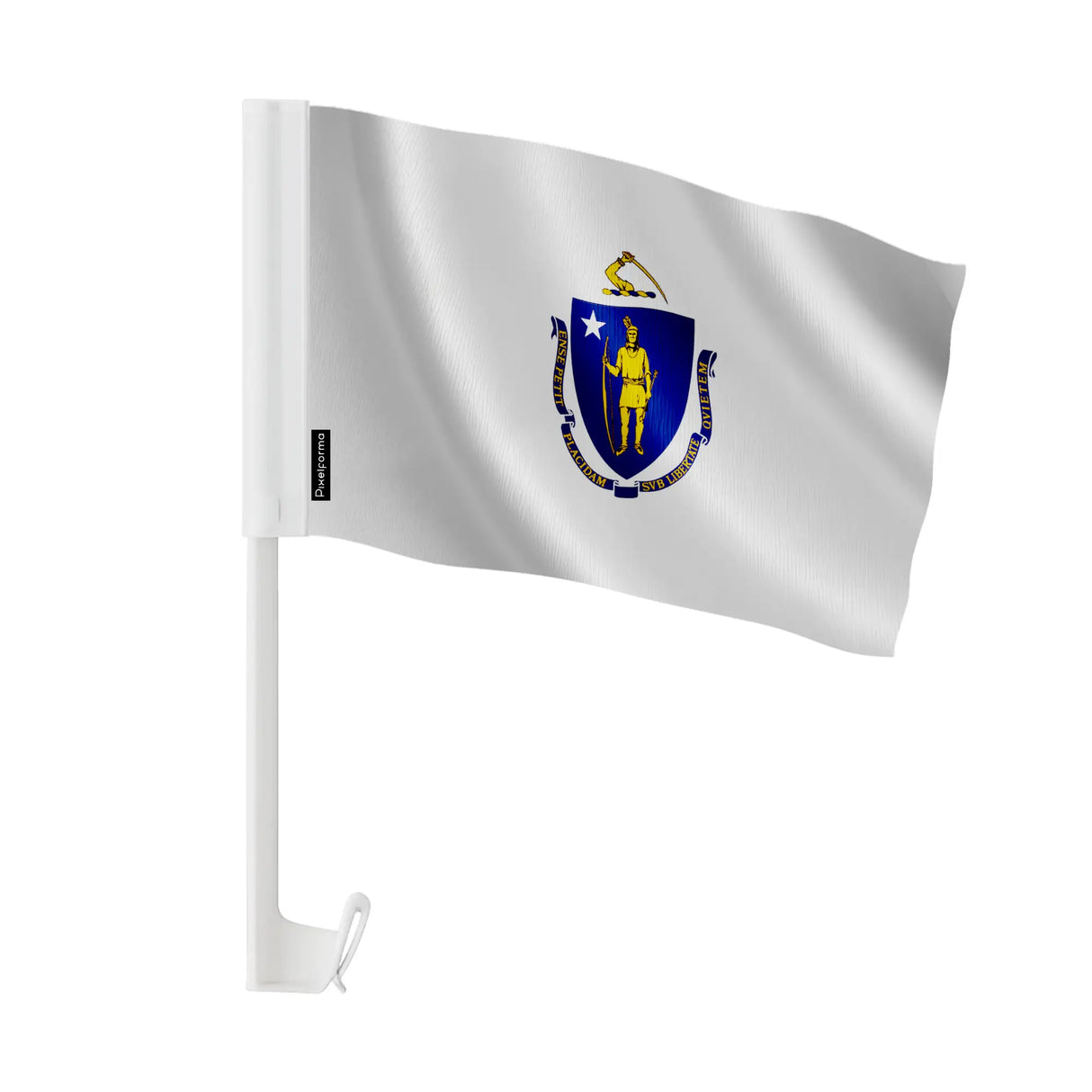Drapeau voiture massachusetts polyester fixation sur fenêtre