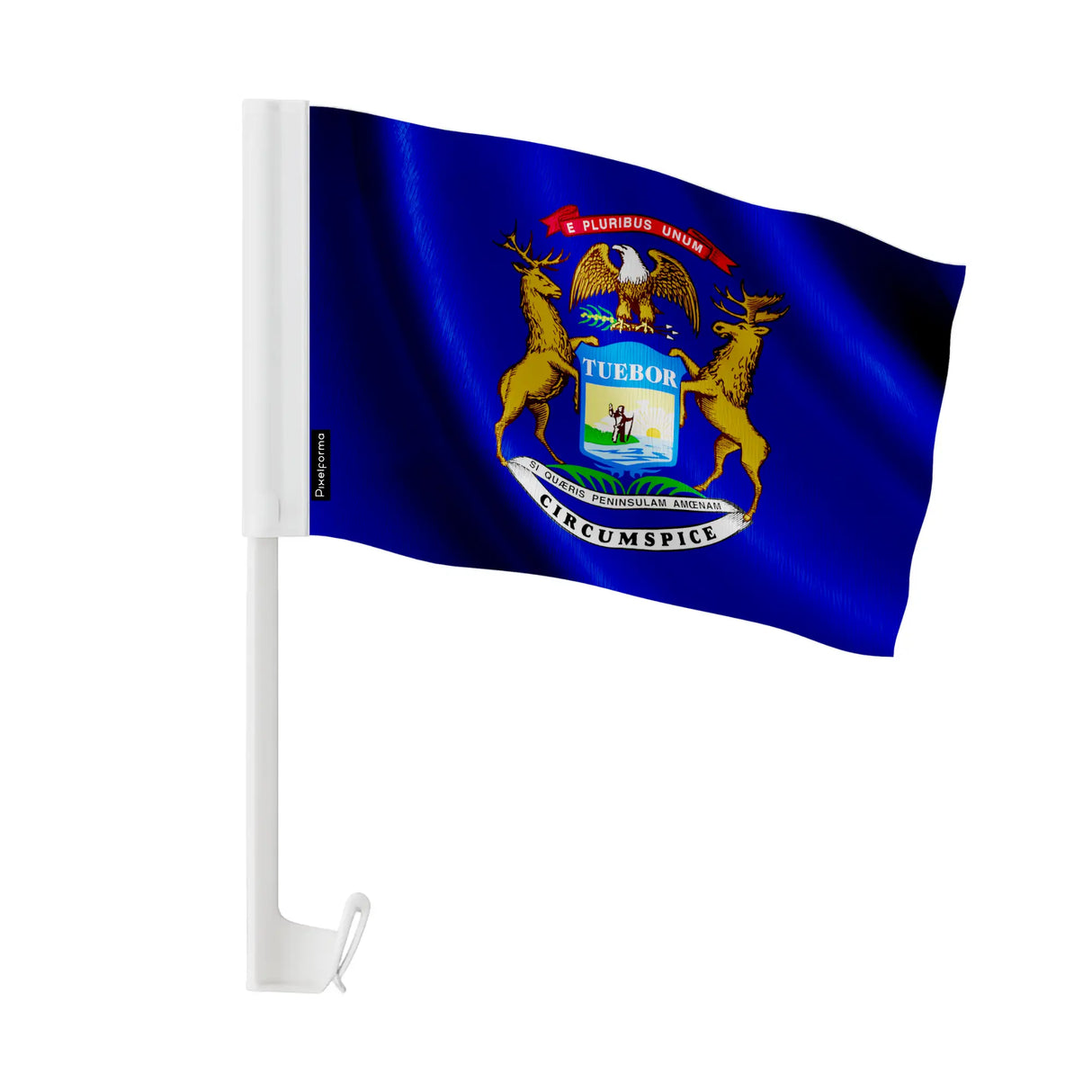 Drapeau voiture michigan en polyester fixation sur fenêtre