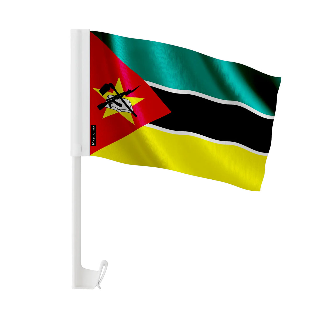 Drapeau voiture mozambique en polyester fixation fenêtre