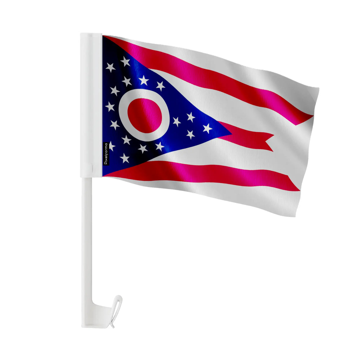 Drapeau voiture ohio en polyester fixation sur fenêtre