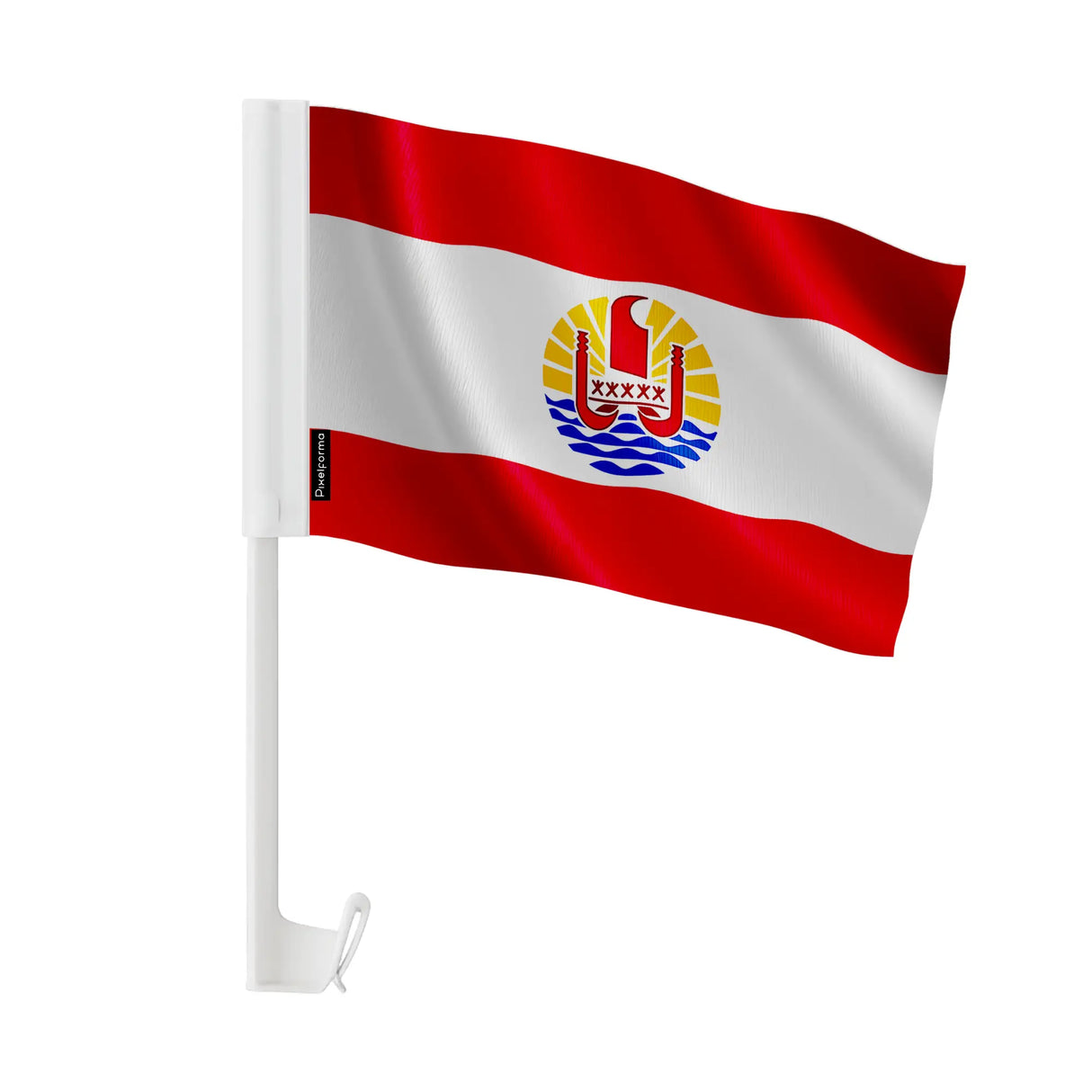 Drapeau voiture polynésie française polyester fixation fenêtre