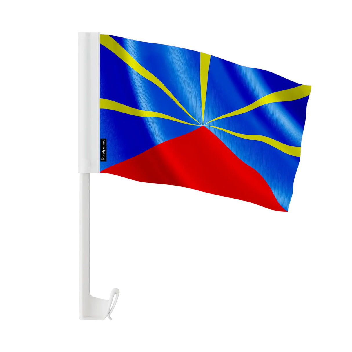 Drapeau voiture réunion en polyester fixation fenêtre résistante