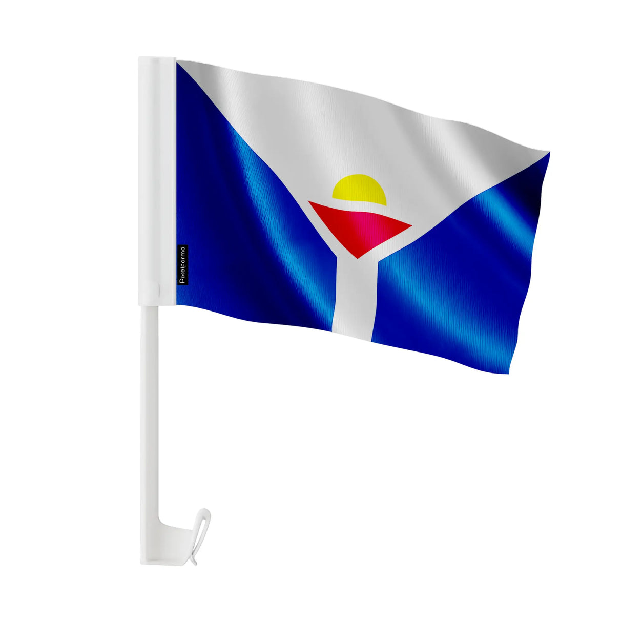 Drapeau voiture saint-martin polyester fixation fenêtre