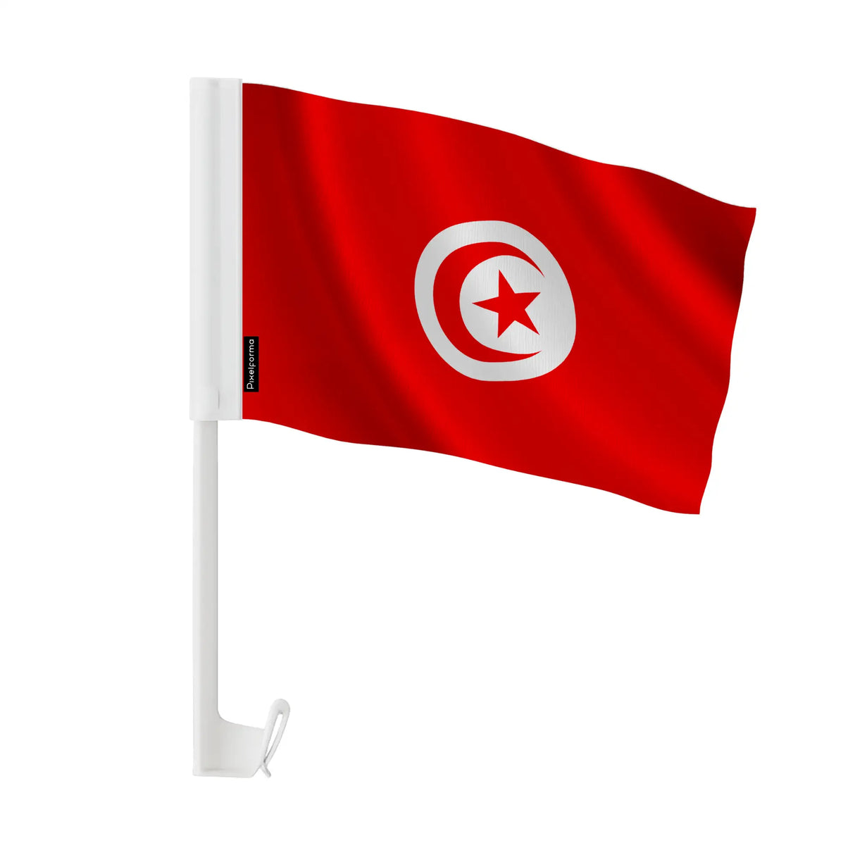 Drapeau voiture tunisie polyester fixation sur fenêtre robuste