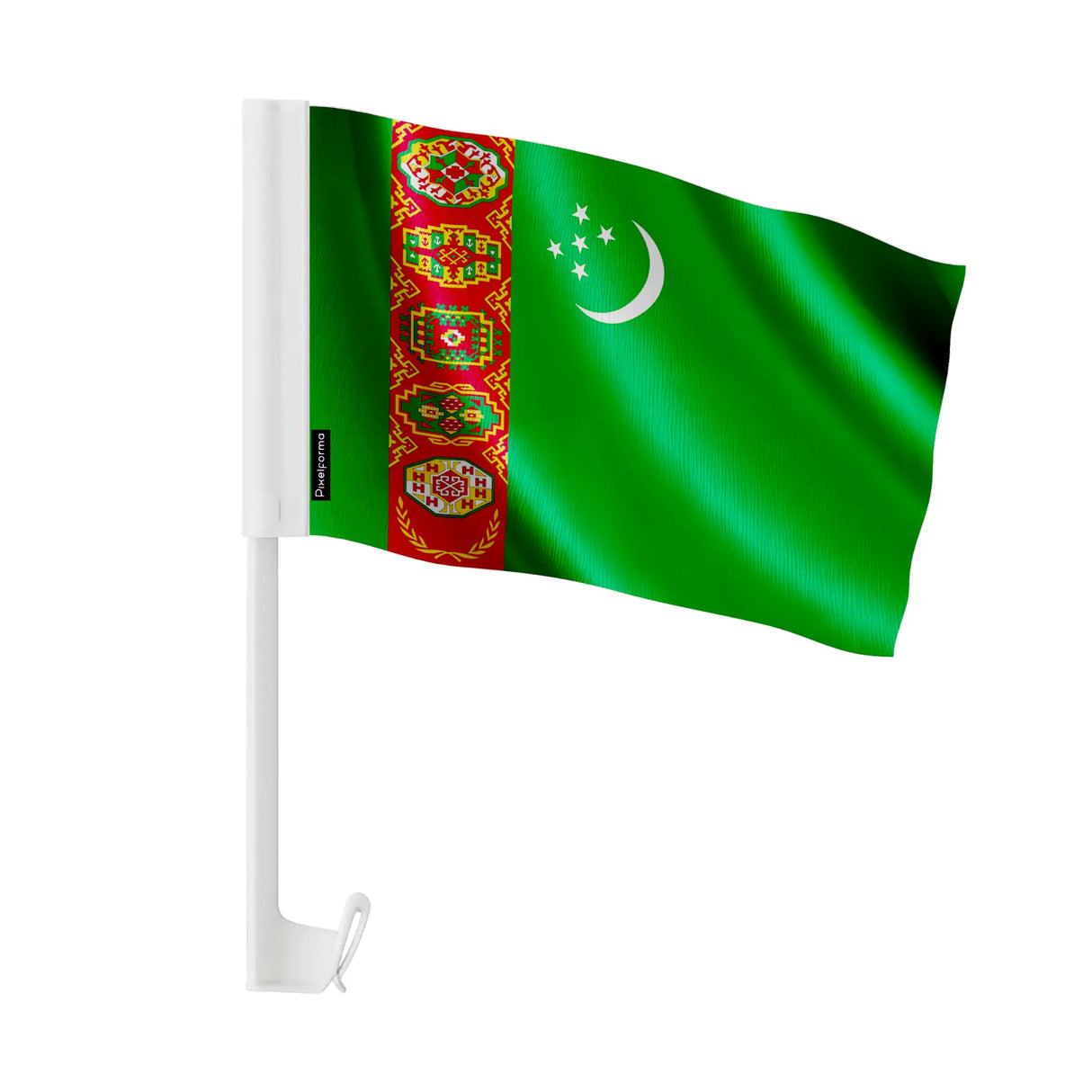 Drapeau voiture turkménistan polyester fixation fenêtre