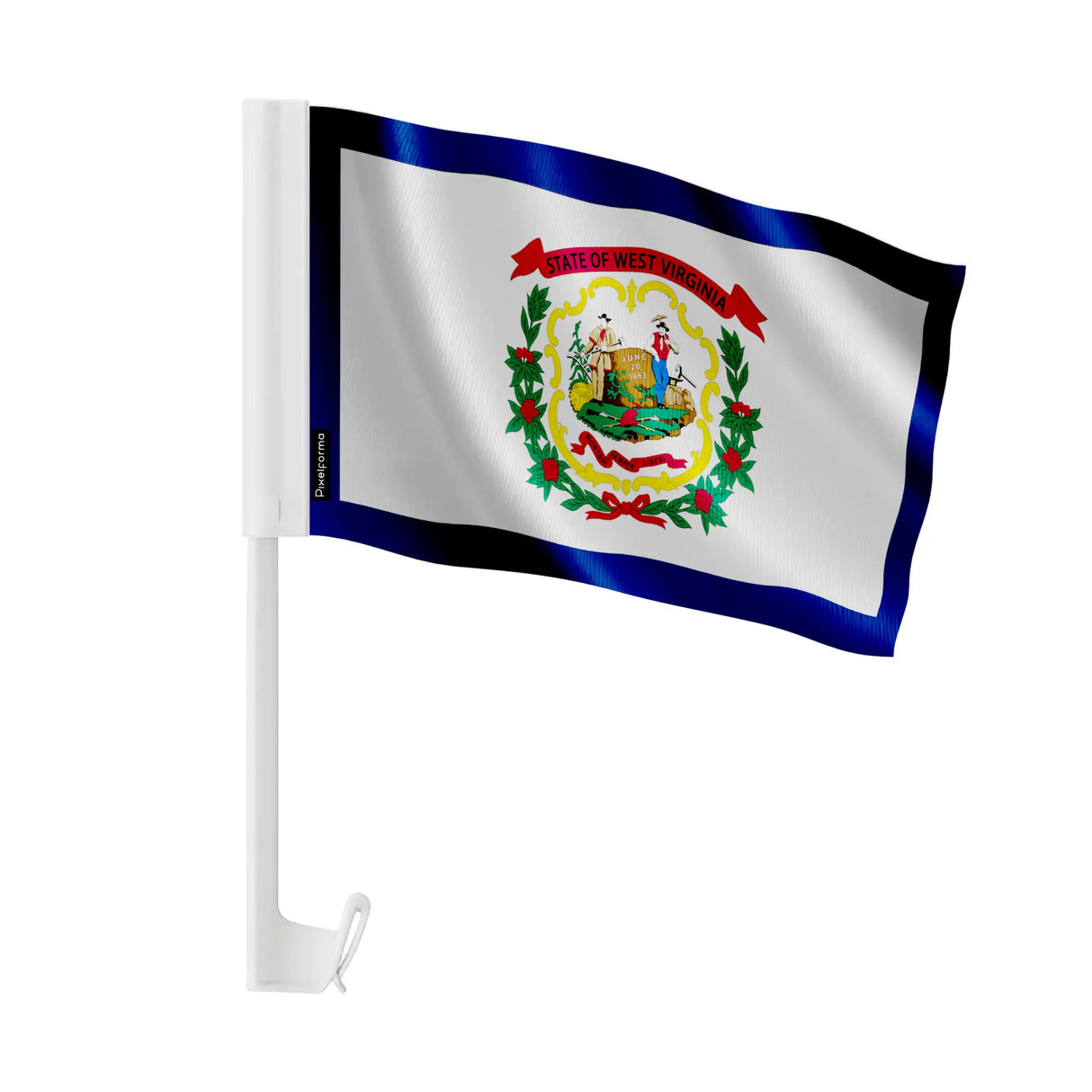 Drapeau voiture virginie-occidentale polyester fixation fenêtre