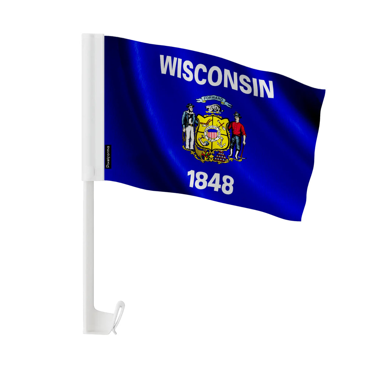 Drapeau voiture wisconsin polyester fixation sur fenêtre