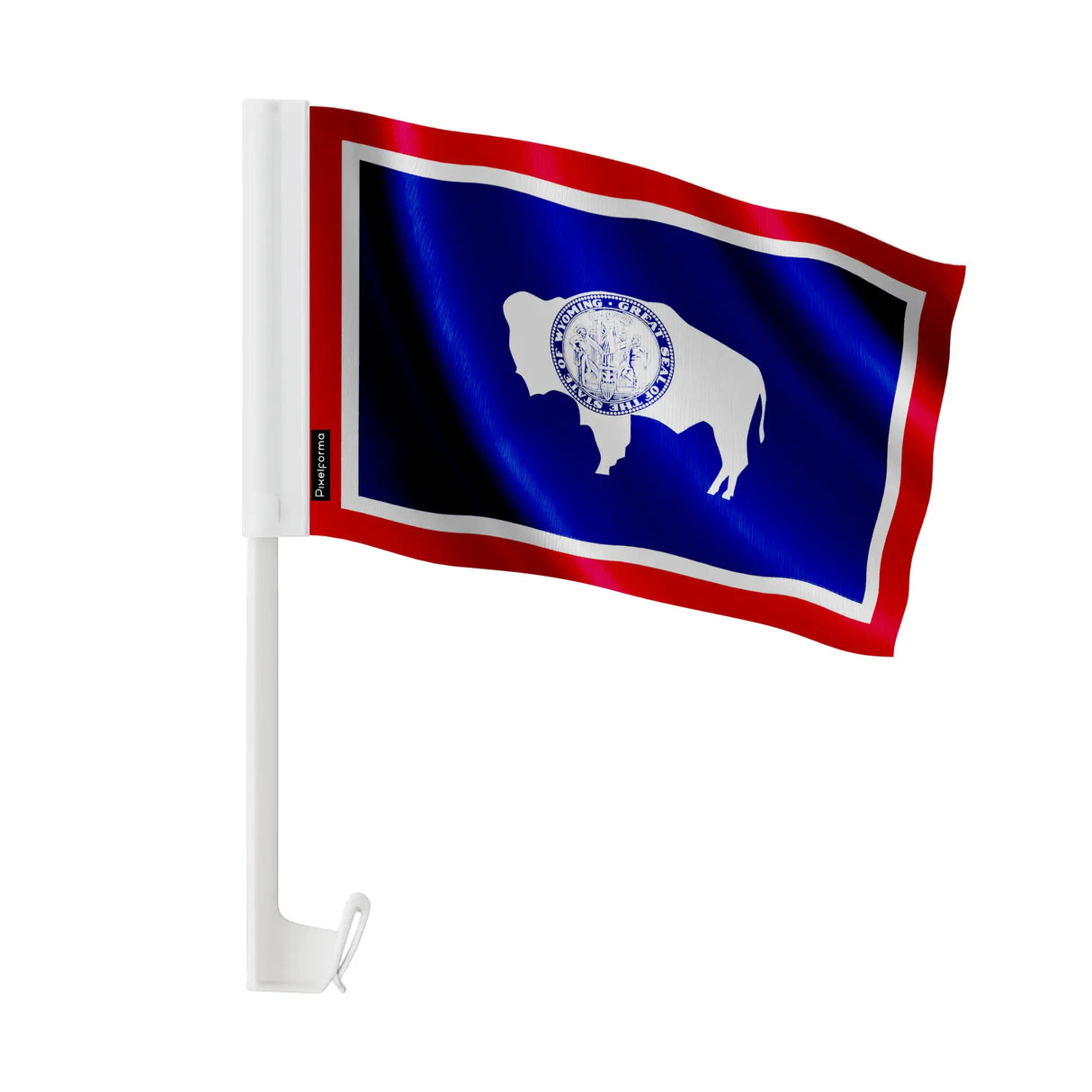 Drapeau voiture wyoming en polyester fixation sur fenêtre