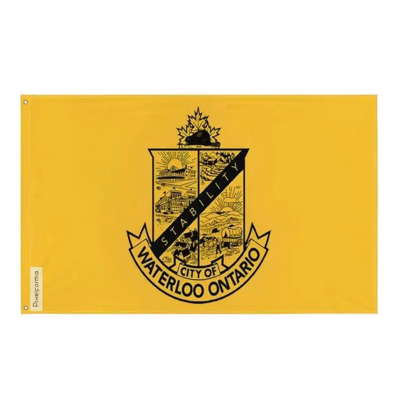 Drapeau waterloo polyester résistant avec œillets à gauche