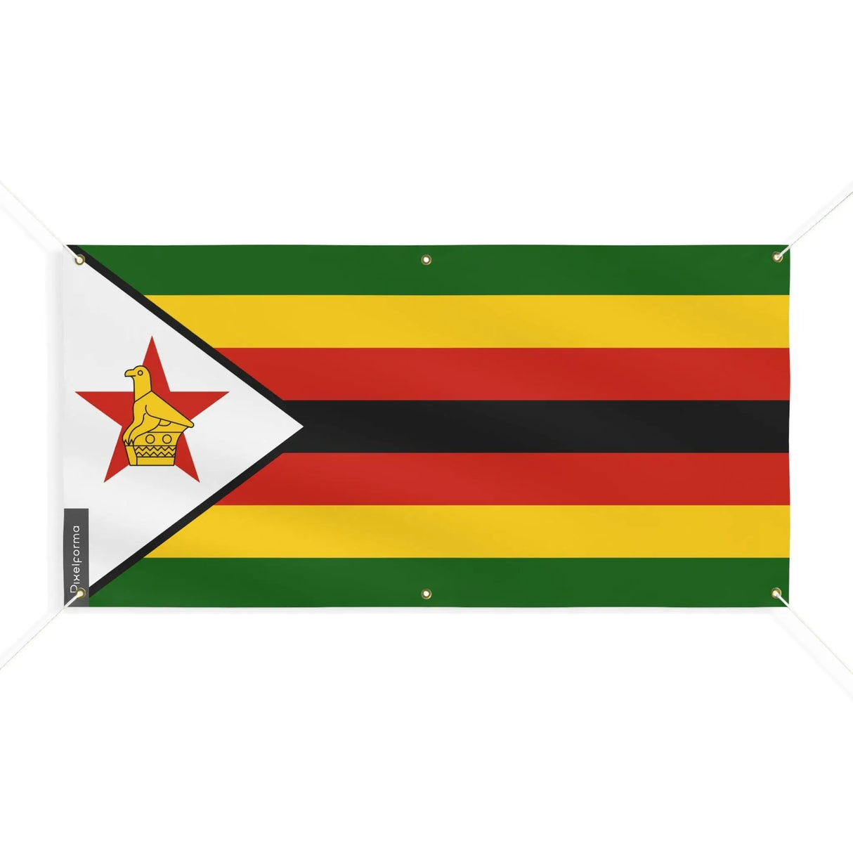 Drapeau zimbabwe en polyester résistant avec 6 œillets
