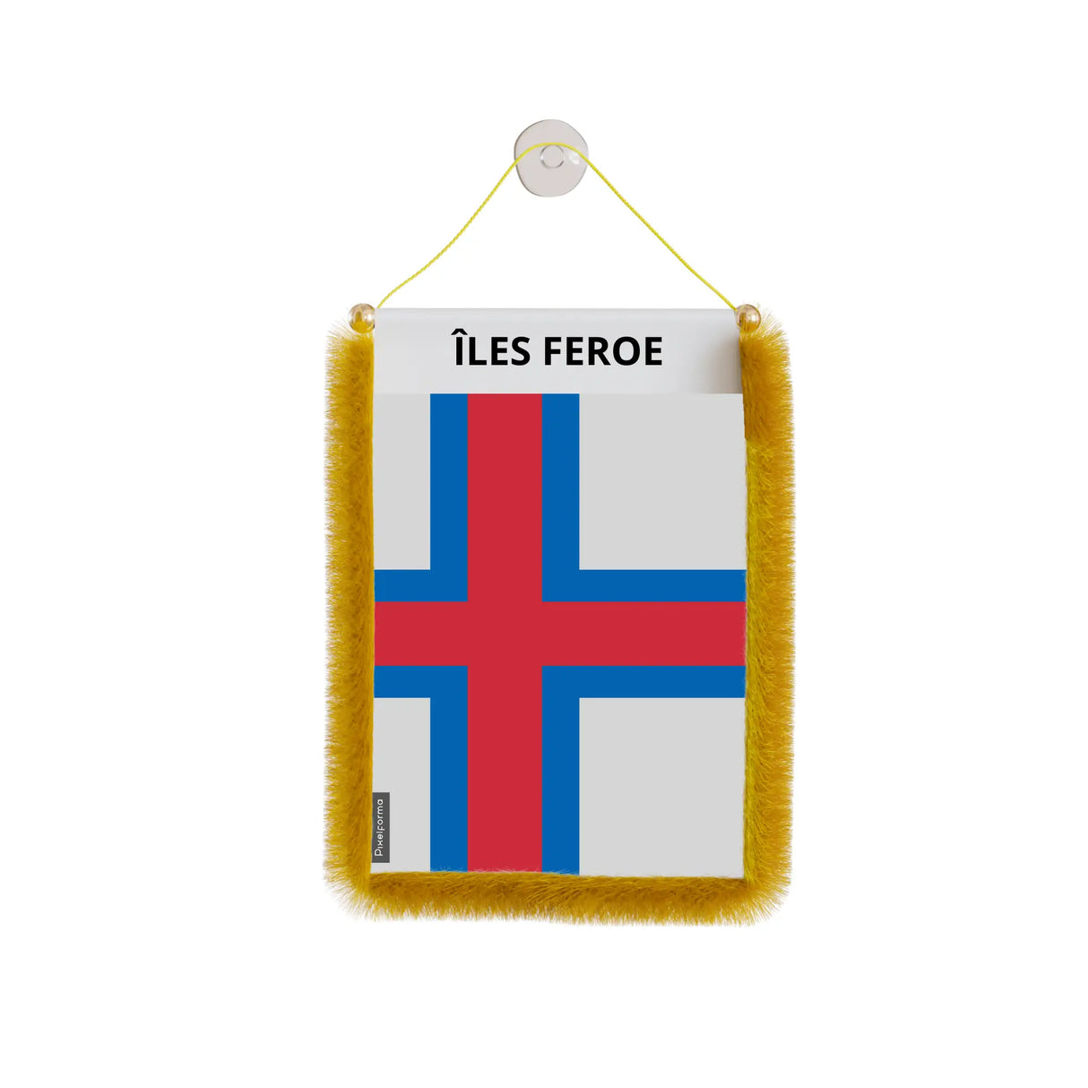 Fanion de voiture îles feroe polyester à suspendre