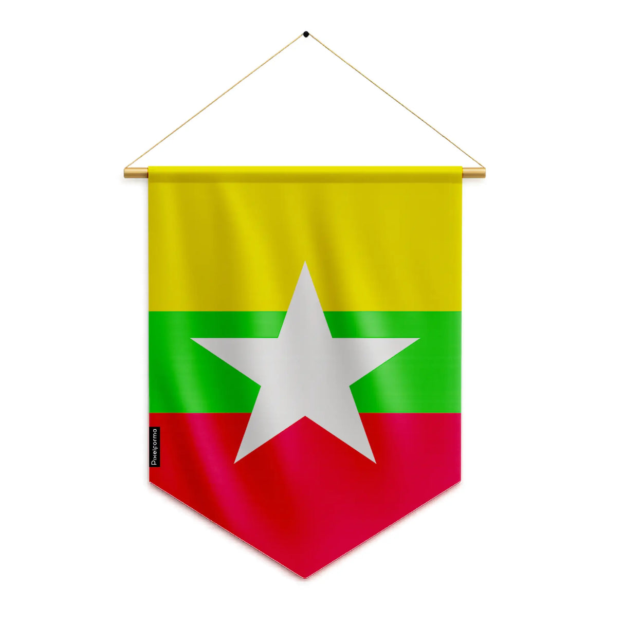 Fanion drapeau birmanie polyester à suspendre résistant