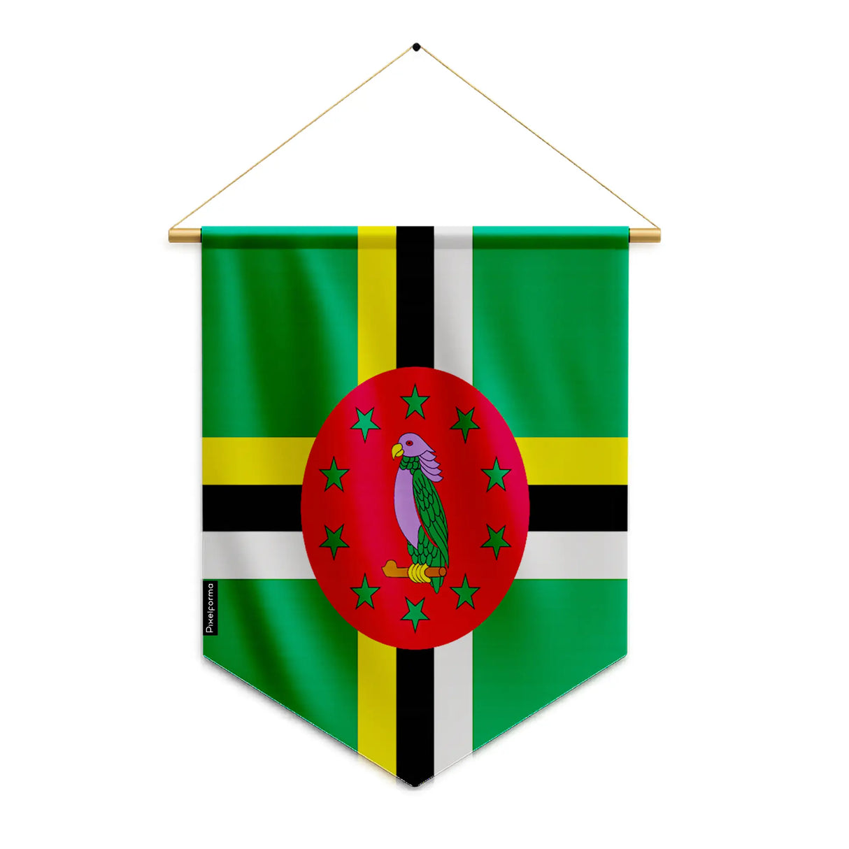 Fanion drapeau dominique polyester à suspendre résistant