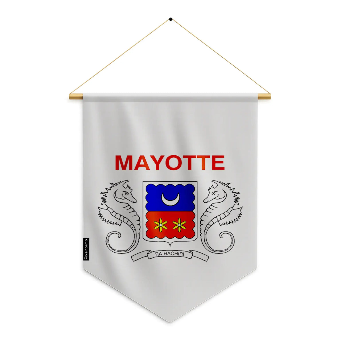 Fanion drapeau mayotte polyester à suspendre usage répété