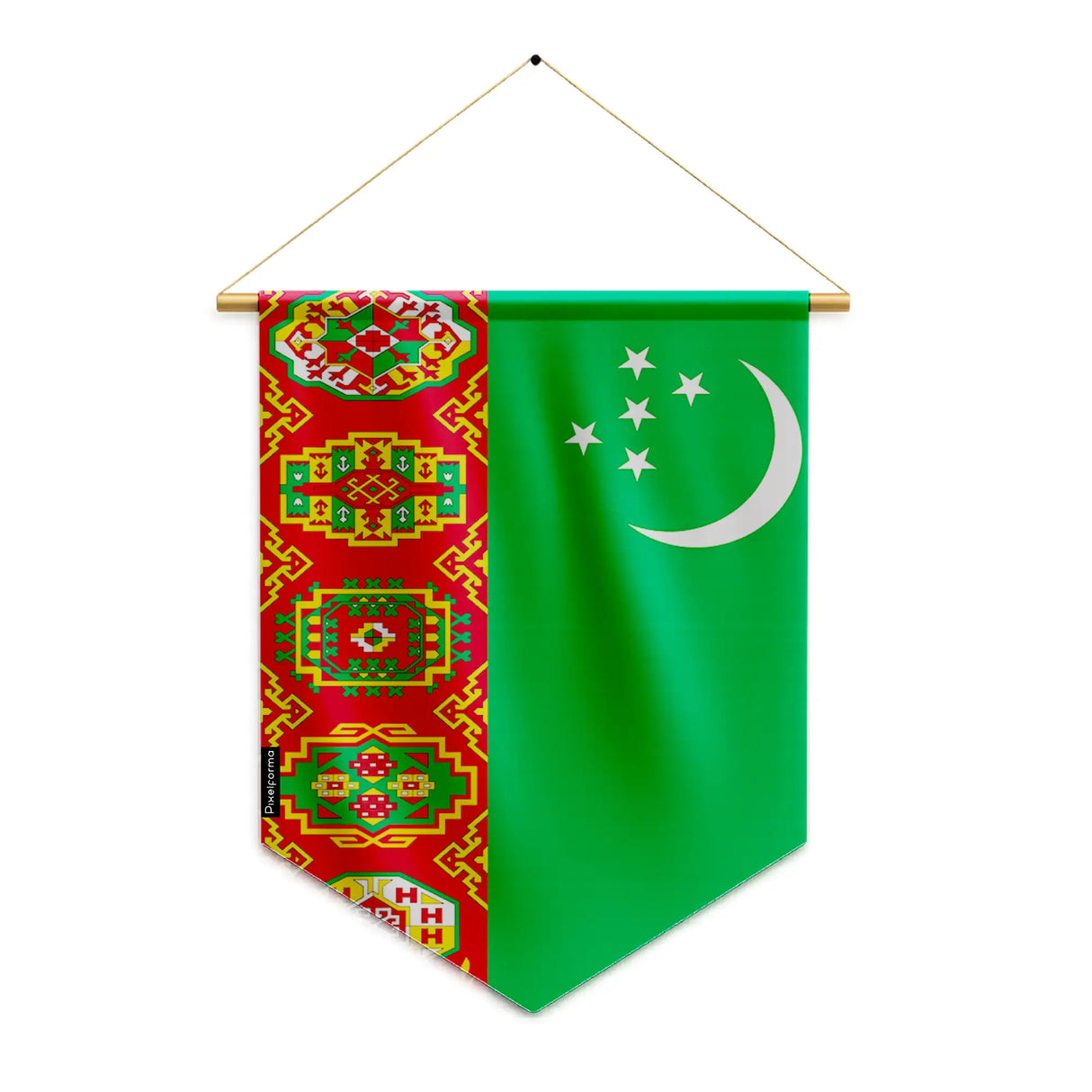 Fanion drapeau turkménistan polyester à suspendre robuste