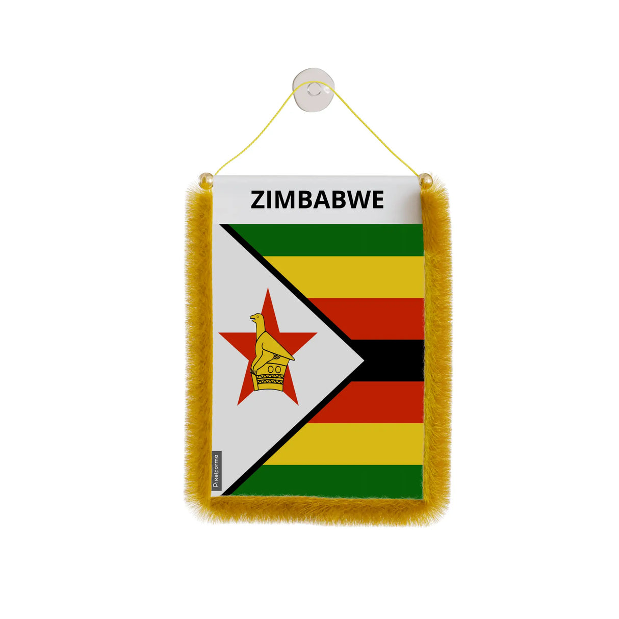 Fanion voiture drapeau zimbabwe polyester à suspendre