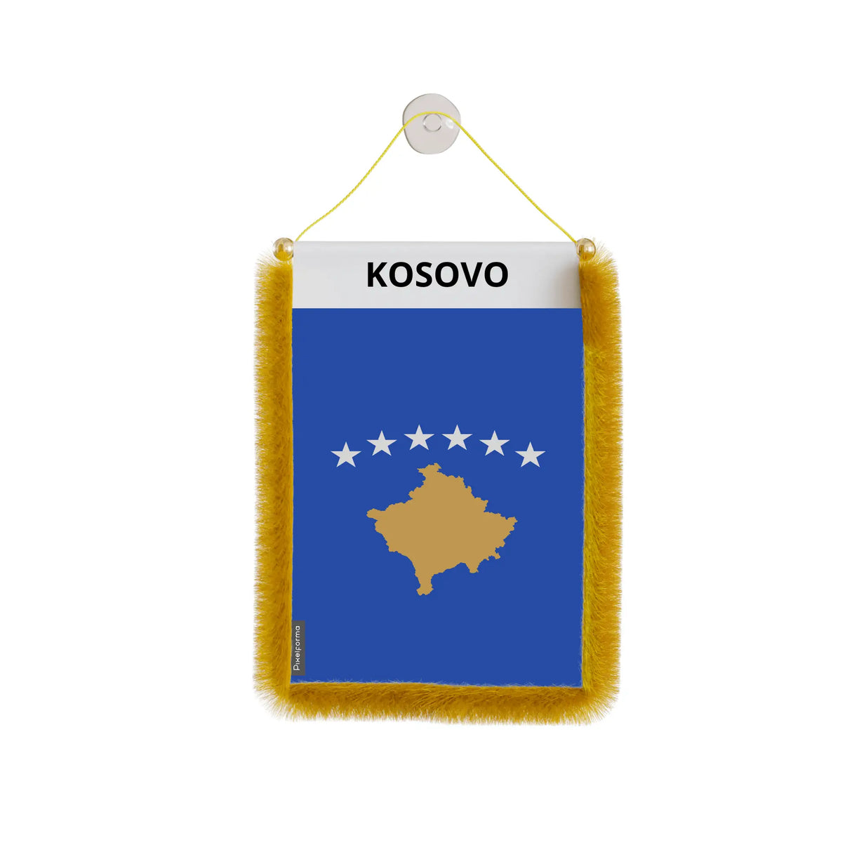 Fanion voiture kosovo en polyester à suspendre élégant