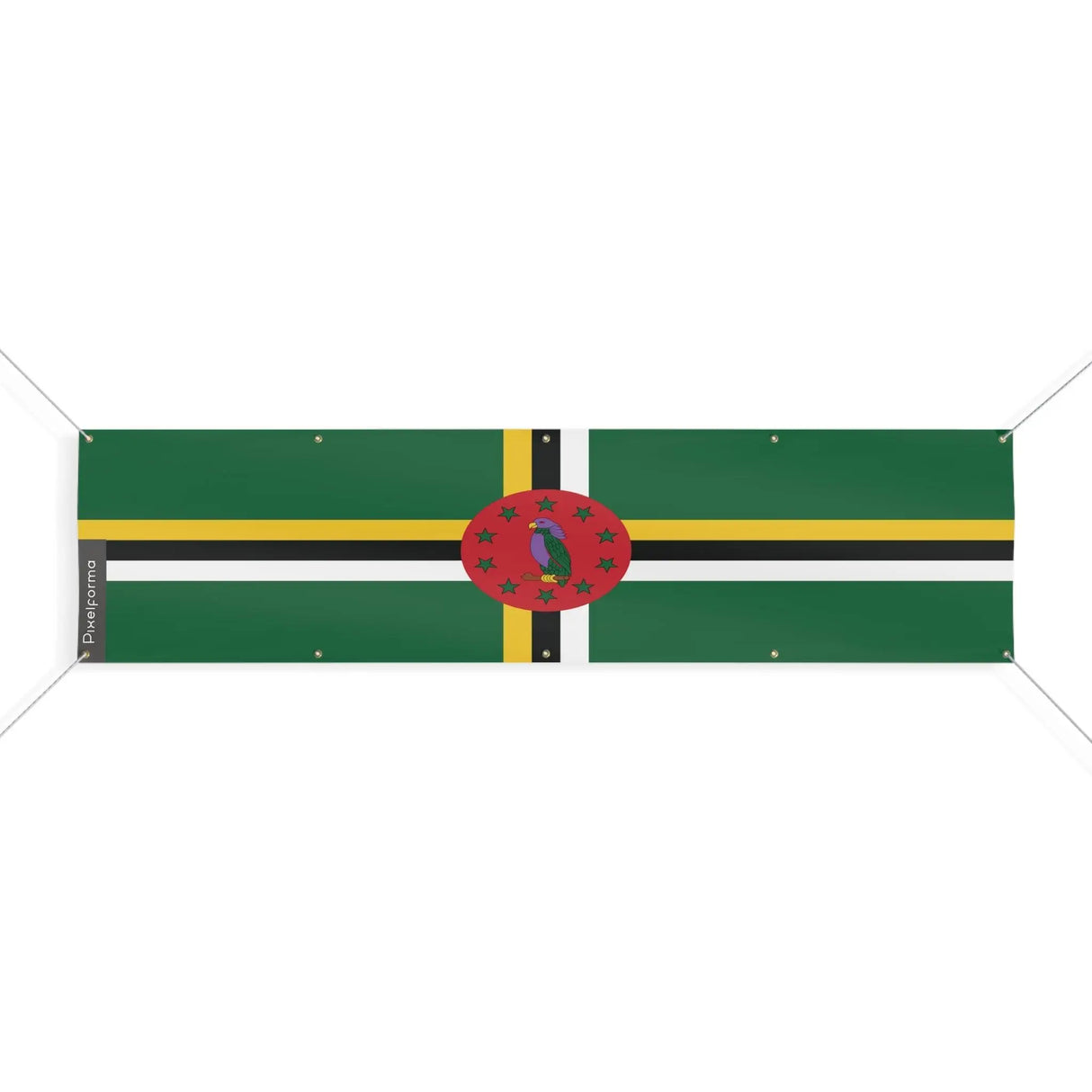 Grand drapeau dominique polyester résistant aux intempéries