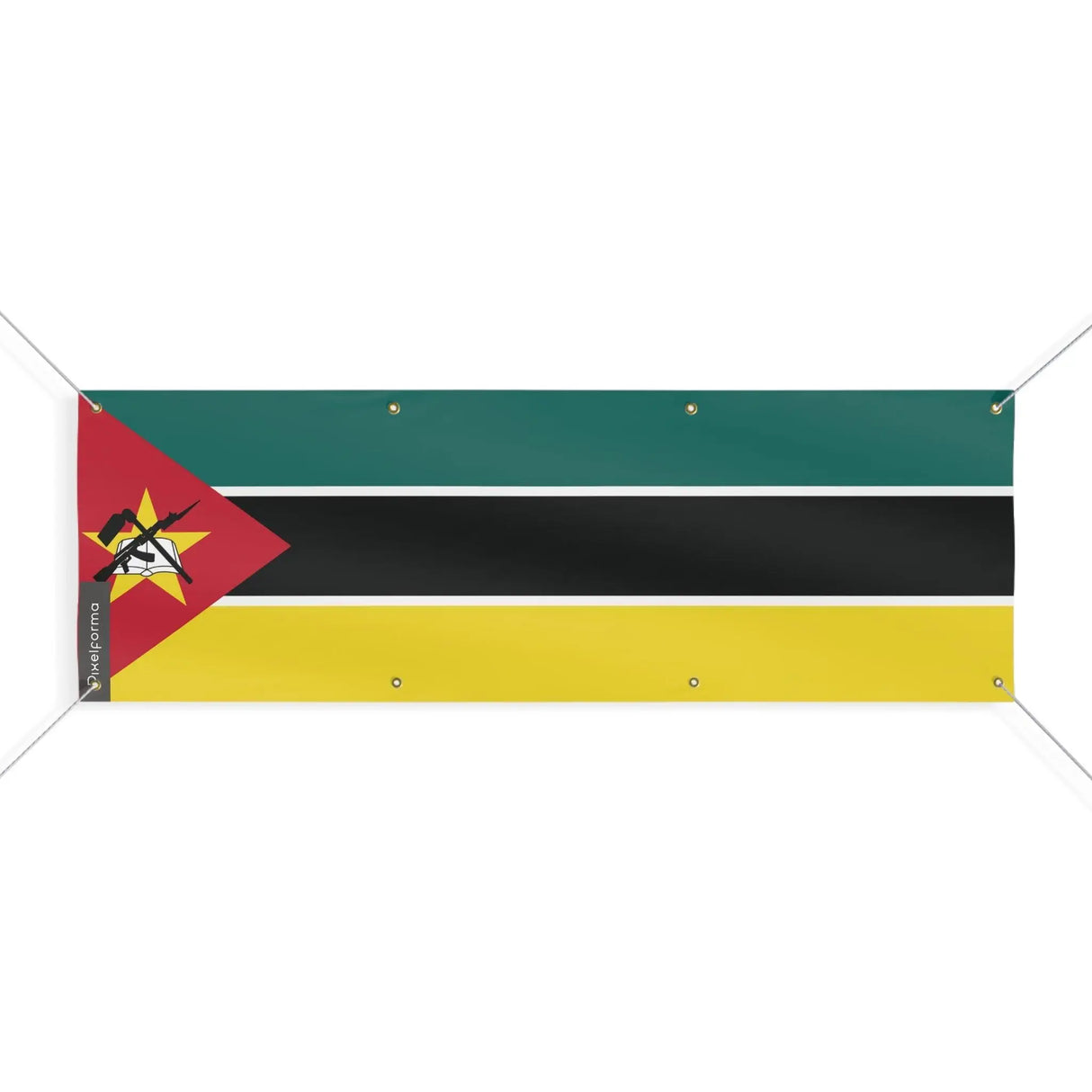 Grand drapeau mozambique polyester résistant avec œillets