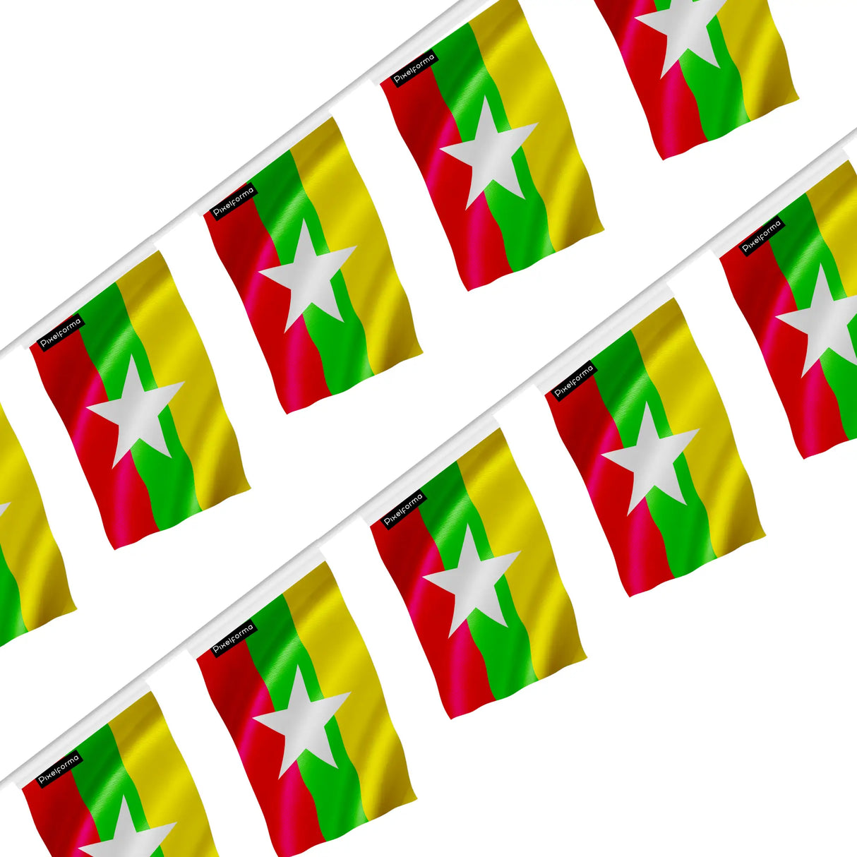 Guirlande drapeau birmanie polyester à suspendre événement