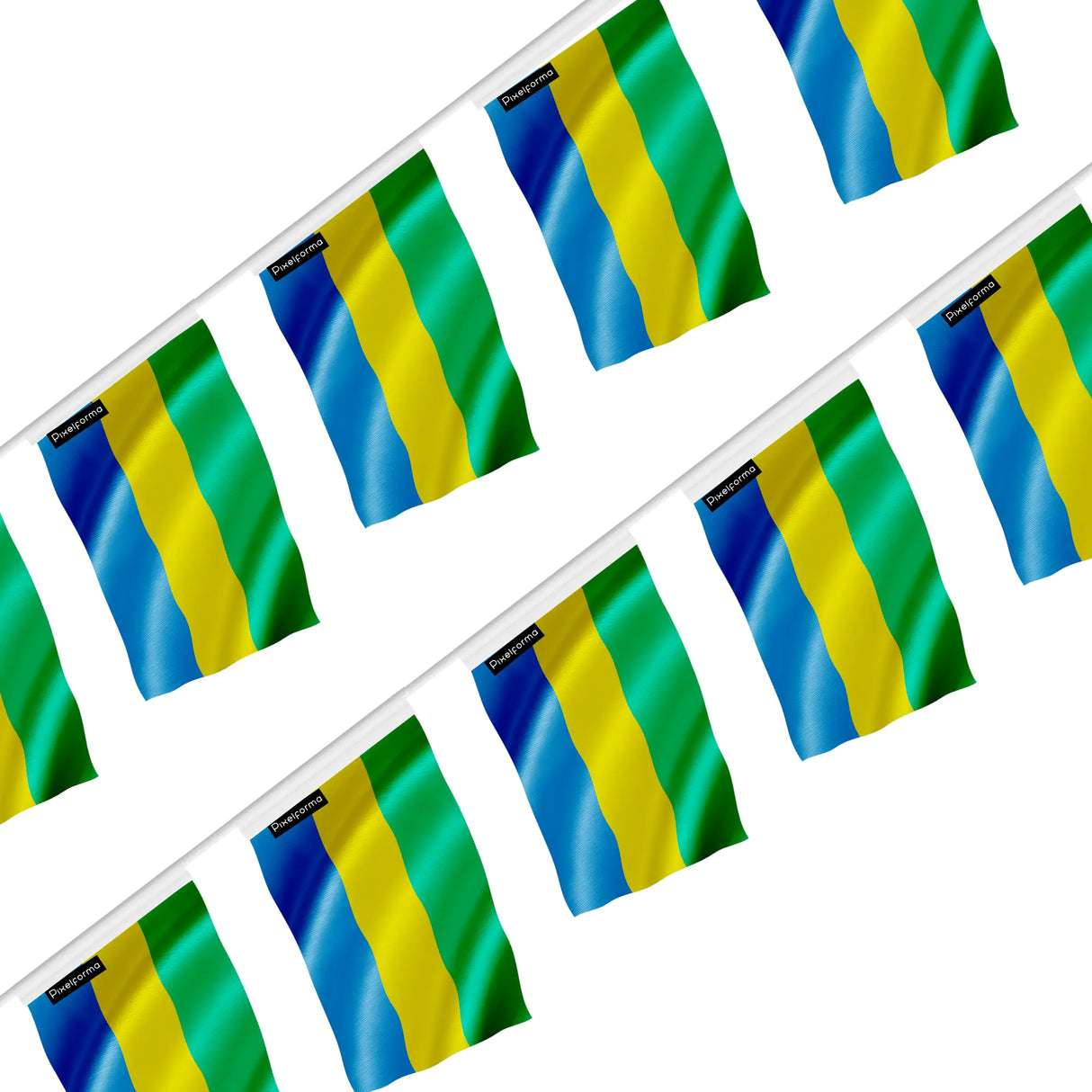 Guirlande drapeau gabon en polyester à accrocher