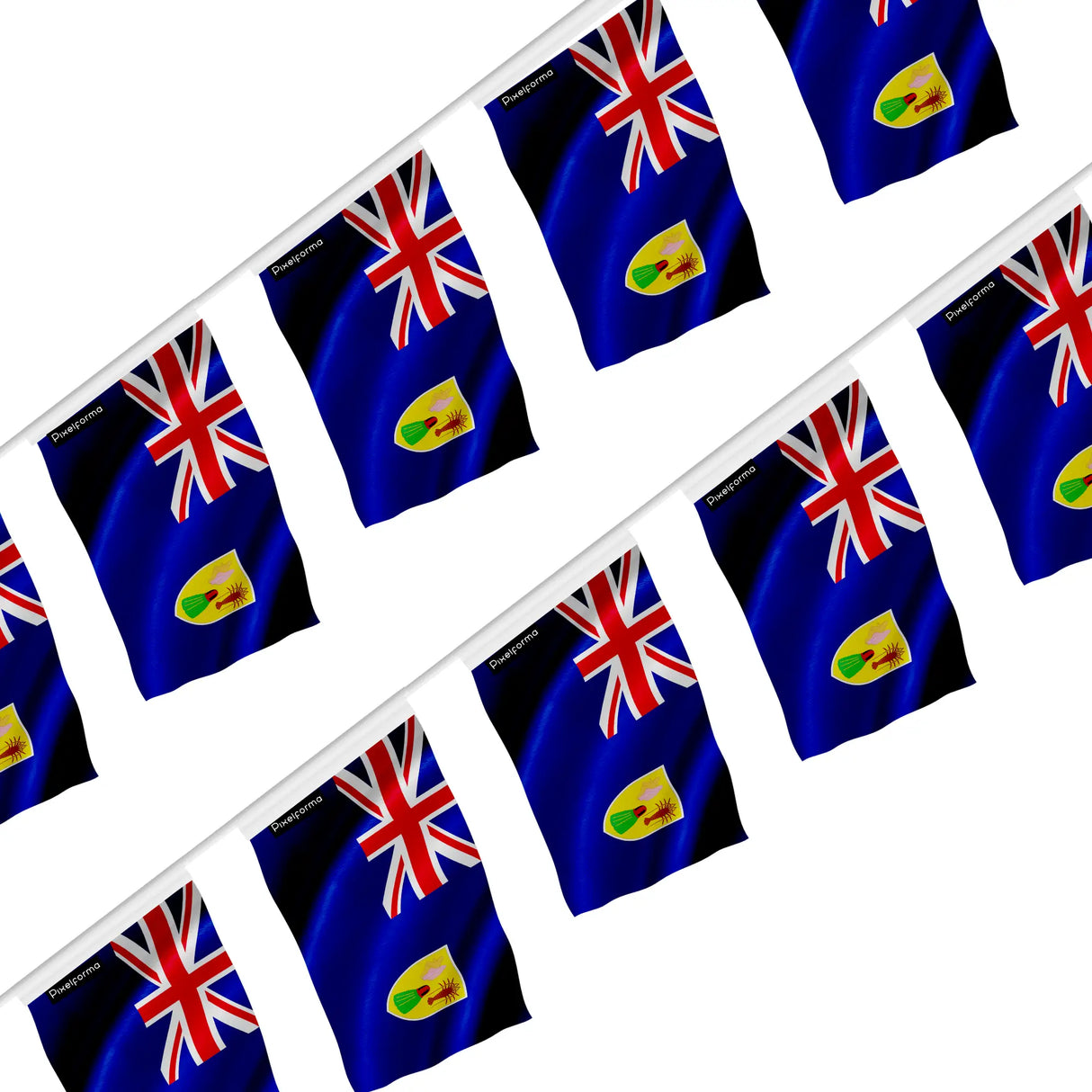Guirlande drapeau îles turques-et-caïques en polyester à suspendre