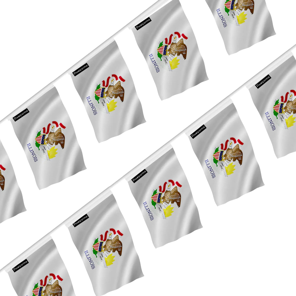 Guirlande drapeau illinois en polyester résistant à accrocher