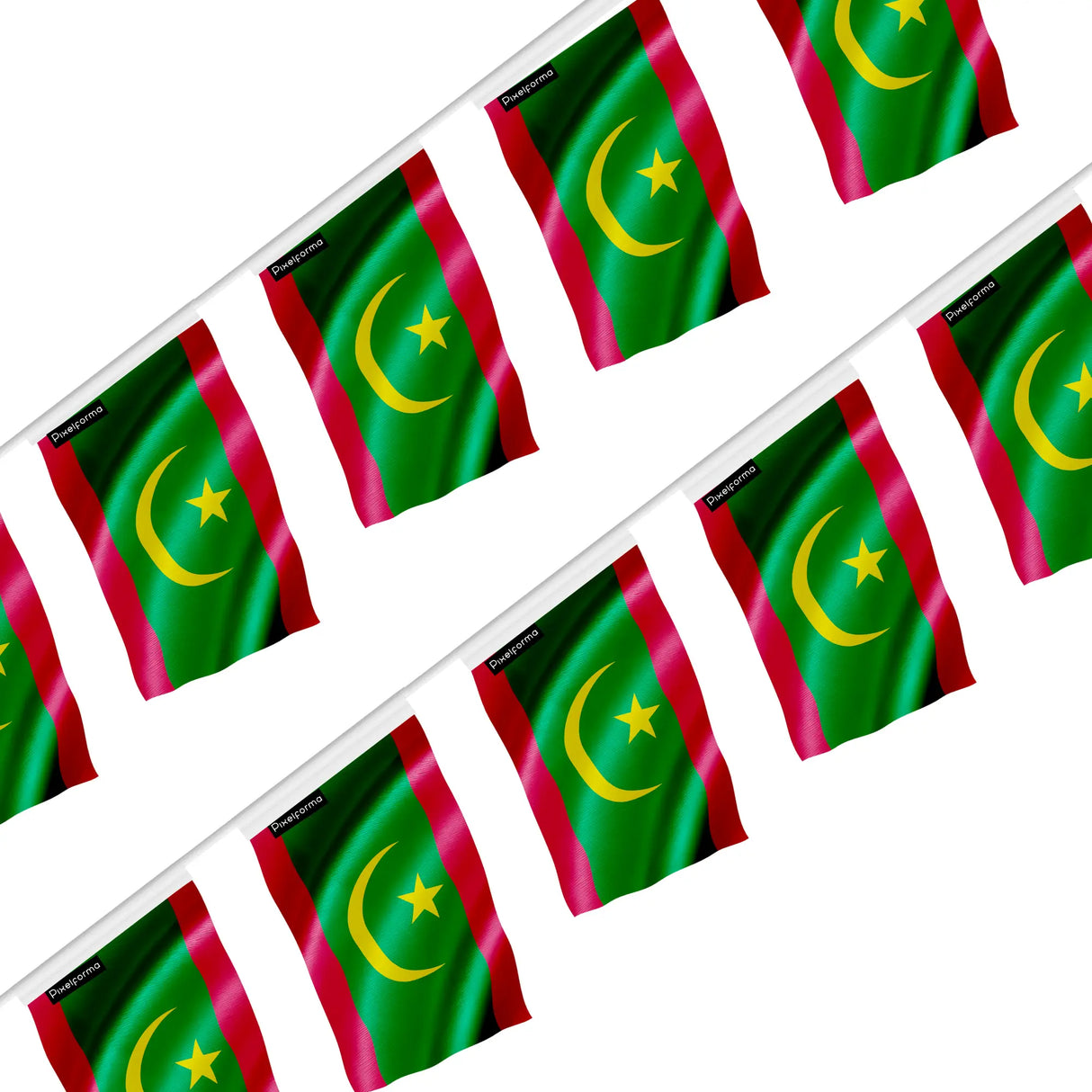 Guirlande drapeau mauritanie polyester à accrocher extérieur