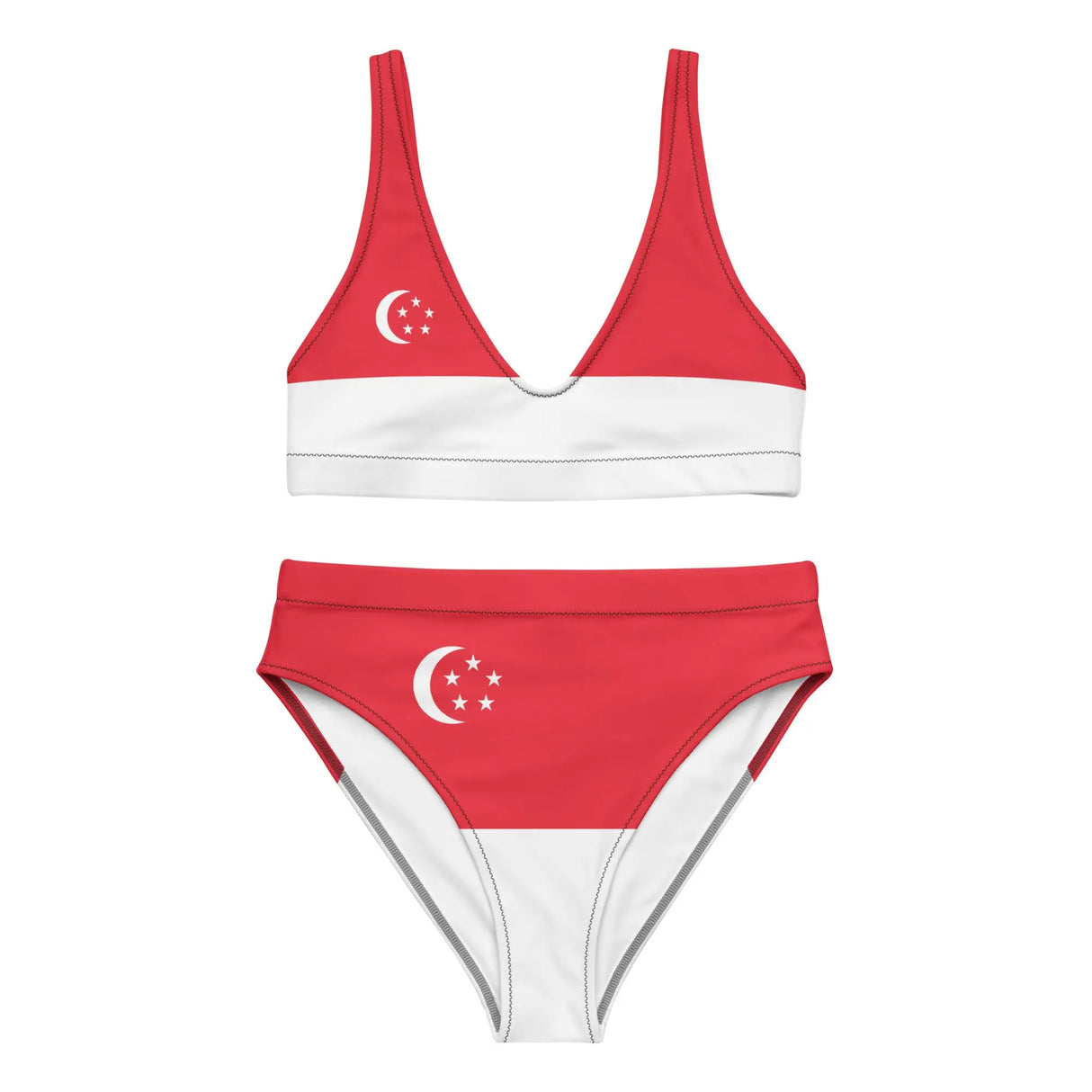 Maillot de bain drapeau singapour deux pièces polyester recyclé