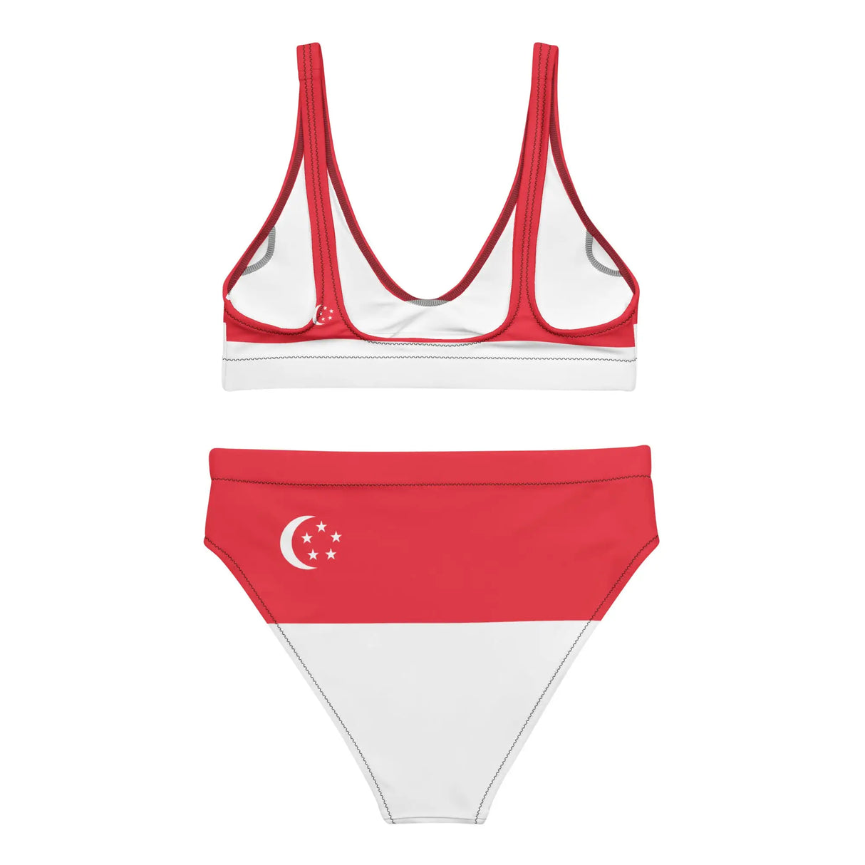 Maillot de bain drapeau singapour deux pièces polyester recyclé