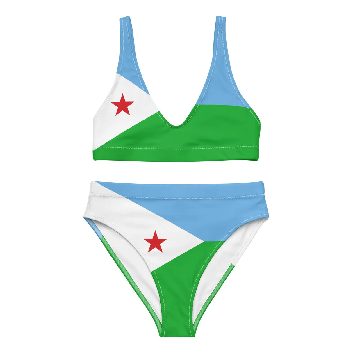 Maillot de bain femme drapeau djibouti en polyester recyclé