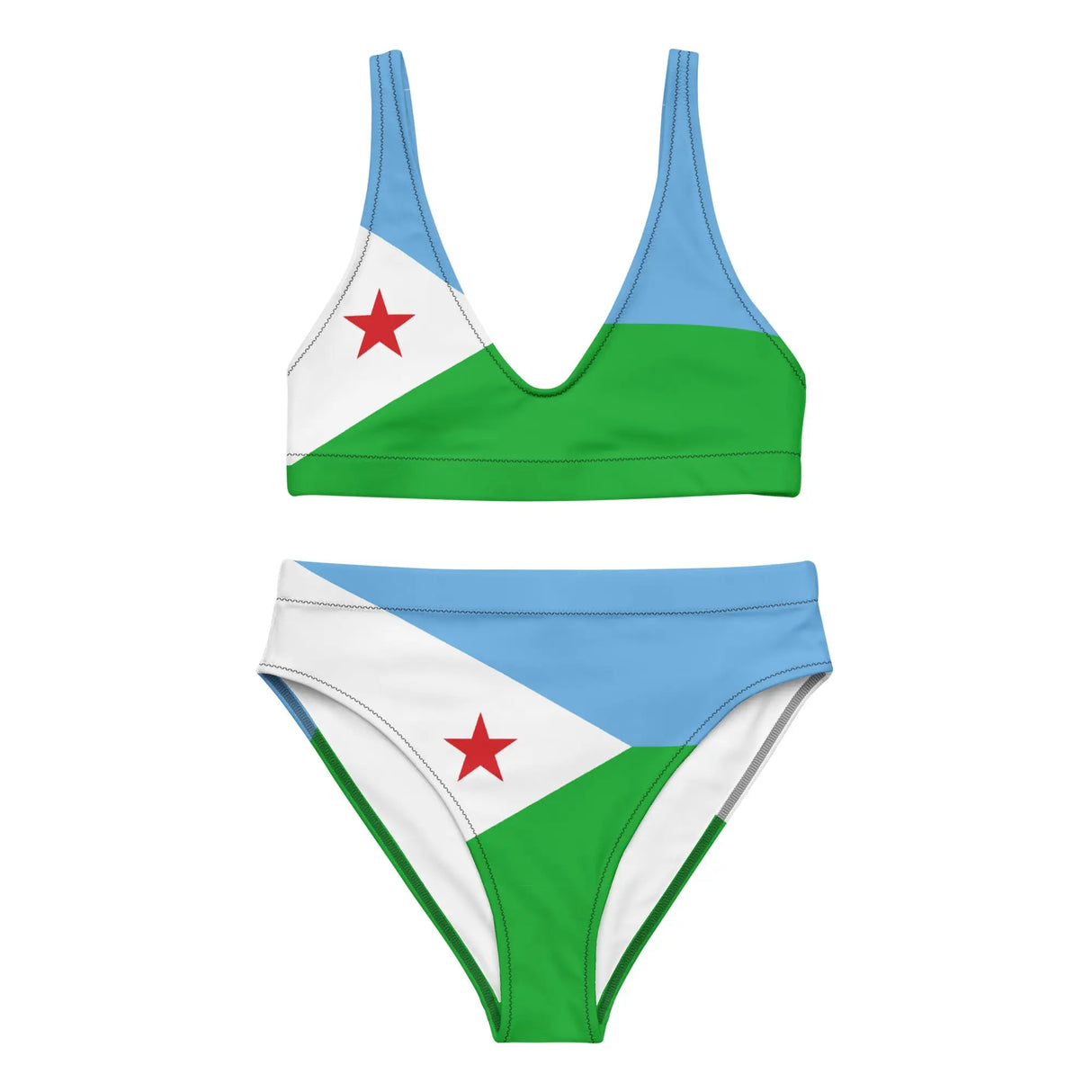 Maillot de bain femme drapeau djibouti en polyester recyclé
