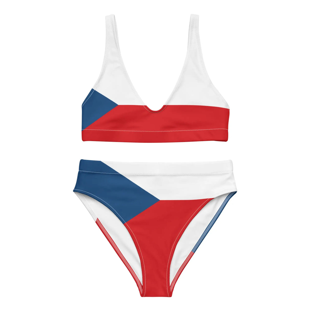 Maillot de bain femme drapeau tchéquie polyester recyclé