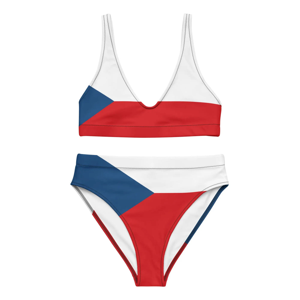 Maillot de bain femme drapeau tchéquie polyester recyclé