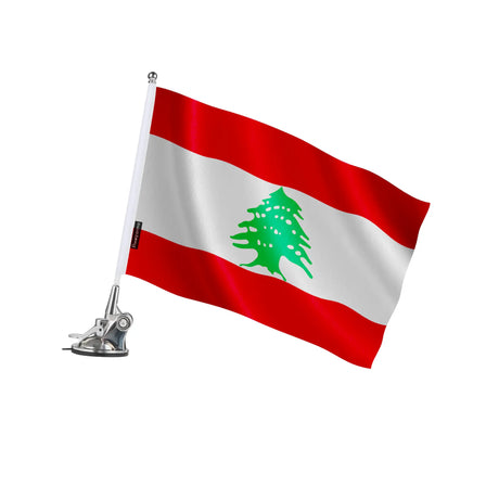 Mât à ventouse drapeau liban polyester inox voiture