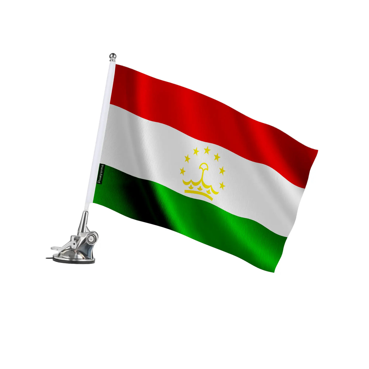 Mât à ventouse drapeau tadjikistan polyester inox élégant