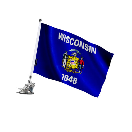 Mât à ventouse drapeau wisconsin polyester acier inoxydable